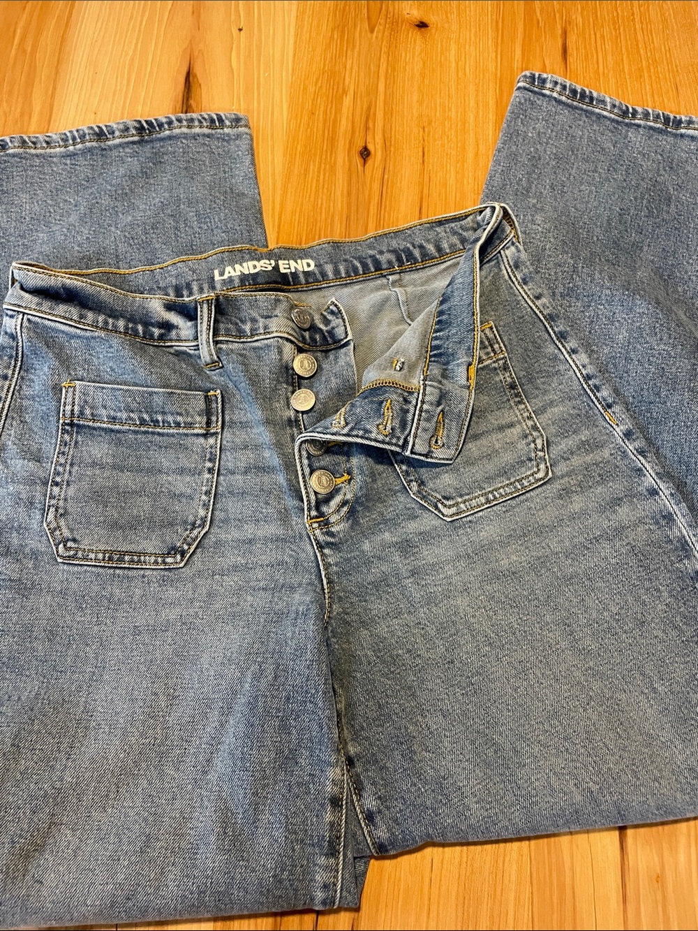 Lands' End Light Blue Button-Fly High-Rise Jeans